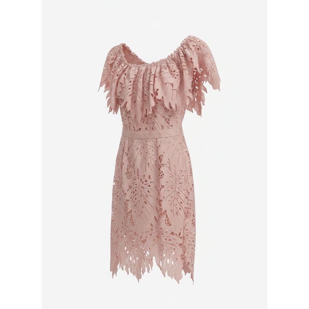 Weili Zheng Women's Pink Macrame Sleeveless Mini Dress Size S NWT
